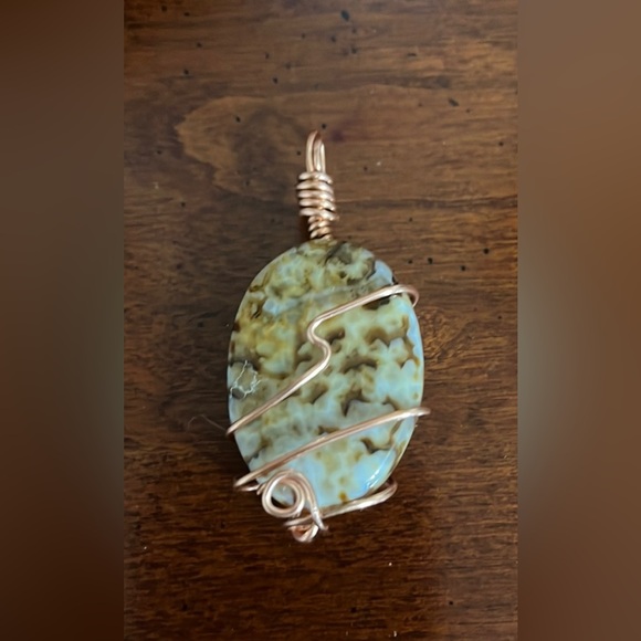 NWT Handmade Copper Wrapped Brown and Beige Stone - Picture 1 of 2